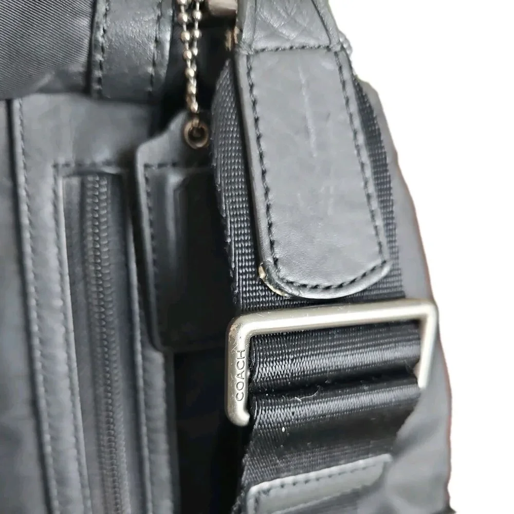 Vintage Coach Black Nylon & Leather Trim Messenger Bag - Picture 13 of 16